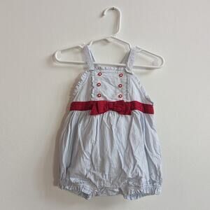 Janie And Jack Bubble Romper Baby Girls Sz 3-6m Sailor Blue Stripe 2010